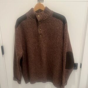 Orvis Brown Zip Up Sweater with Button Collar